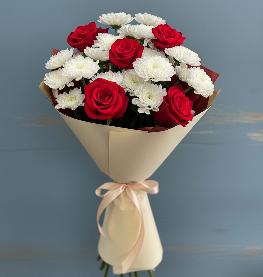 Букет цветов из: Розы и Хризантемы в Сычевке