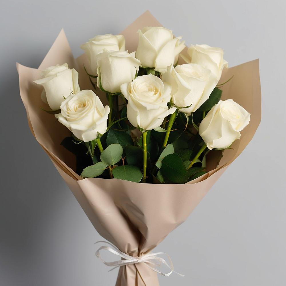 Букет 9 Белых роз Эдлесс Лав в Сычевке