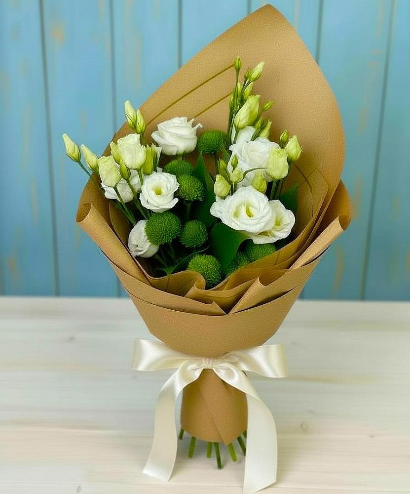 Букет цветов из: Хризантемы и Лизиантусы в Сычевке