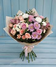 Букет цветов из:  Хризантемы, Розы и Альстромерии в Сычевке