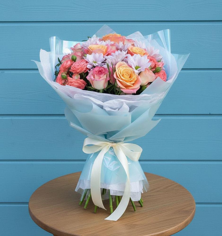 Букет цветов из: Хризантемы и Розы в Сычевке