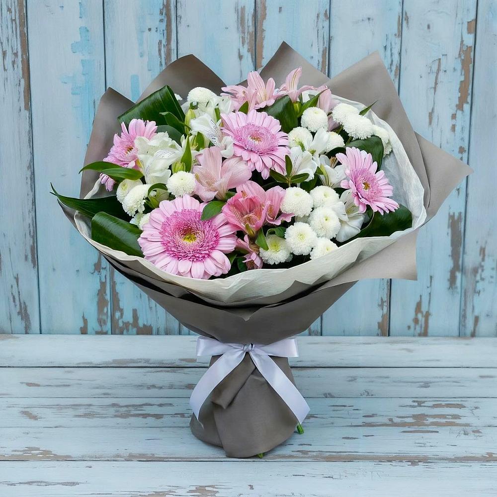 Букет цветов из: Герберы, Альстромерии и Хризантемы в Сычевке