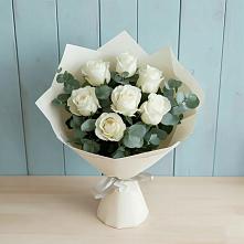 Букет Белые розы в Эвкалипте #REPLACE_PRED# Сычевке