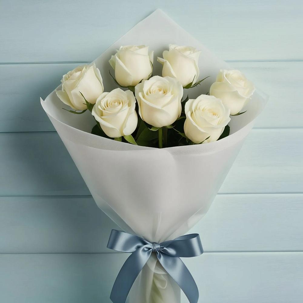 Букет 7 Белых роз Эдлесс Лав в Сычевке